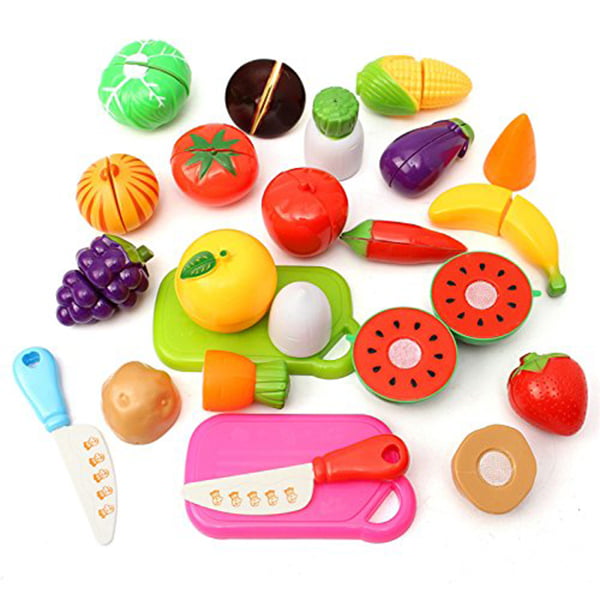 20PCS Kitchen Fruit Vegetables Food Toy Cutting Set Kids Pretend Role Play Gifts (Random Color)