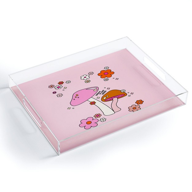 Daily Regina Designs Colorful Mushrooms And Flowers Acrylic Tray Deny Designs