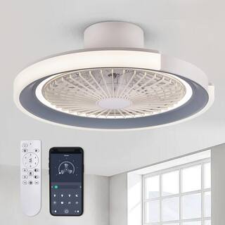 ANTOINE 20 in. Indoor White Ceiling Fan with Dimmable LED Lighting Low Profile Flush Mount Ceiling Fan with Remote HD-FSD-69