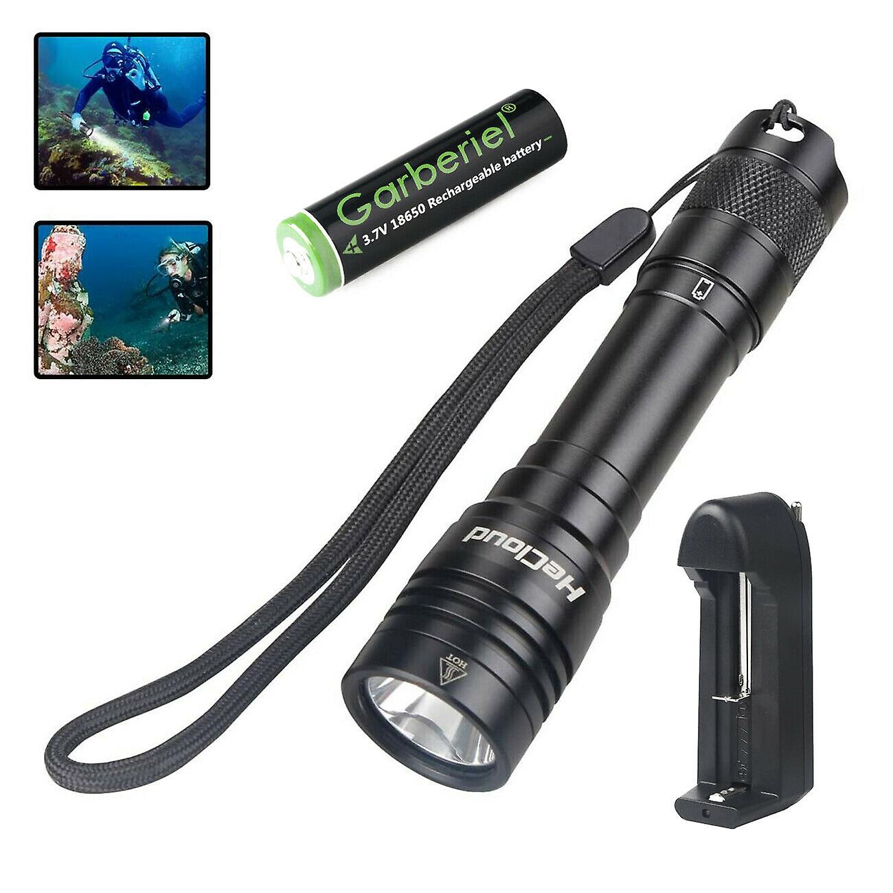 Underwater Flashlight Professional Diving Light Led Waterproof Dive Scuba Lamp