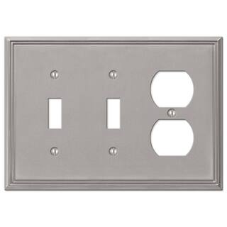 AMERELLE Rhodes 3 Gang 2-Toggle and 1-Duplex Metal Wall Plate - Brushed Nickel 77TTDBN