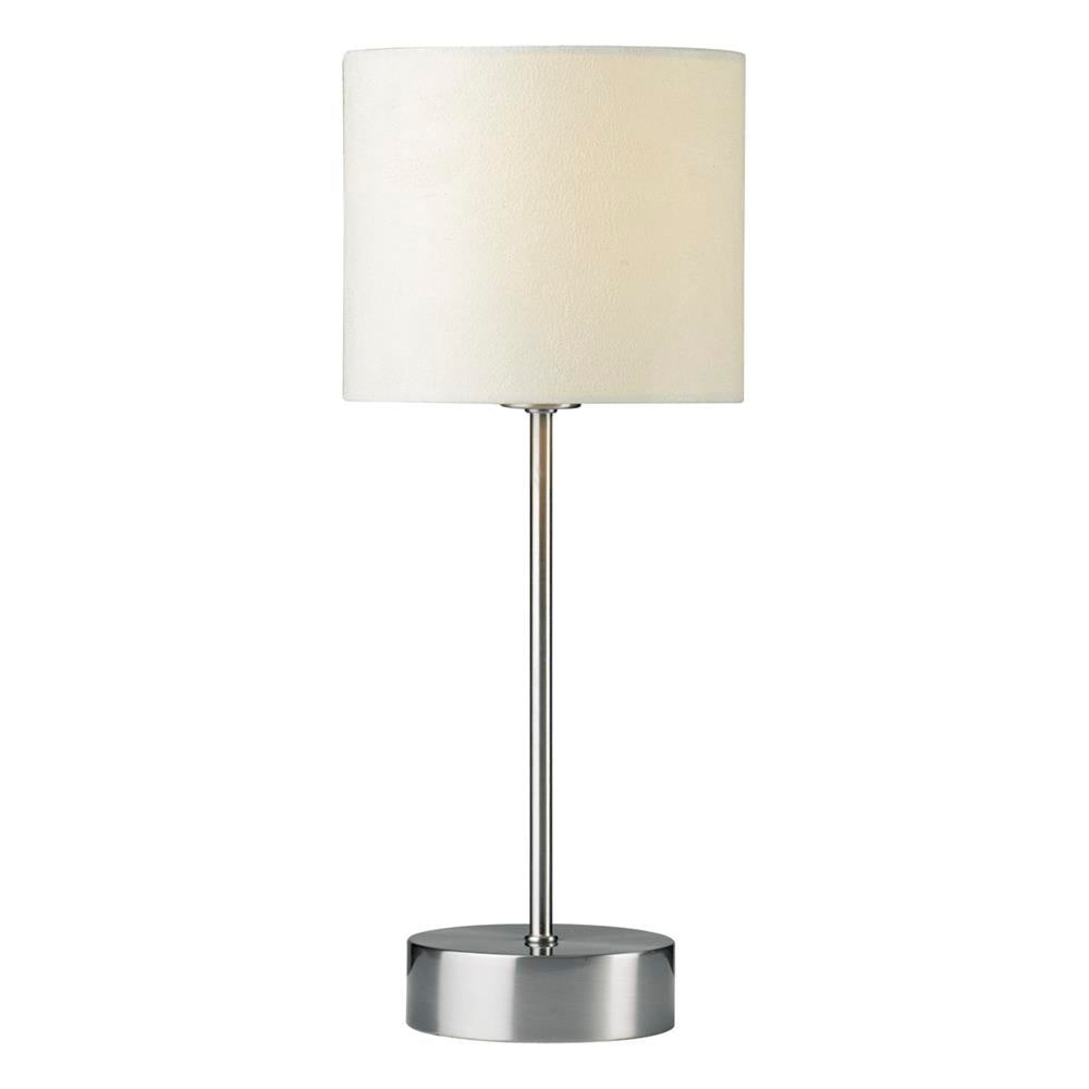 DAR SUZ4033 Suzie Satin Chrome Touch Table Lamp with Cream Shade