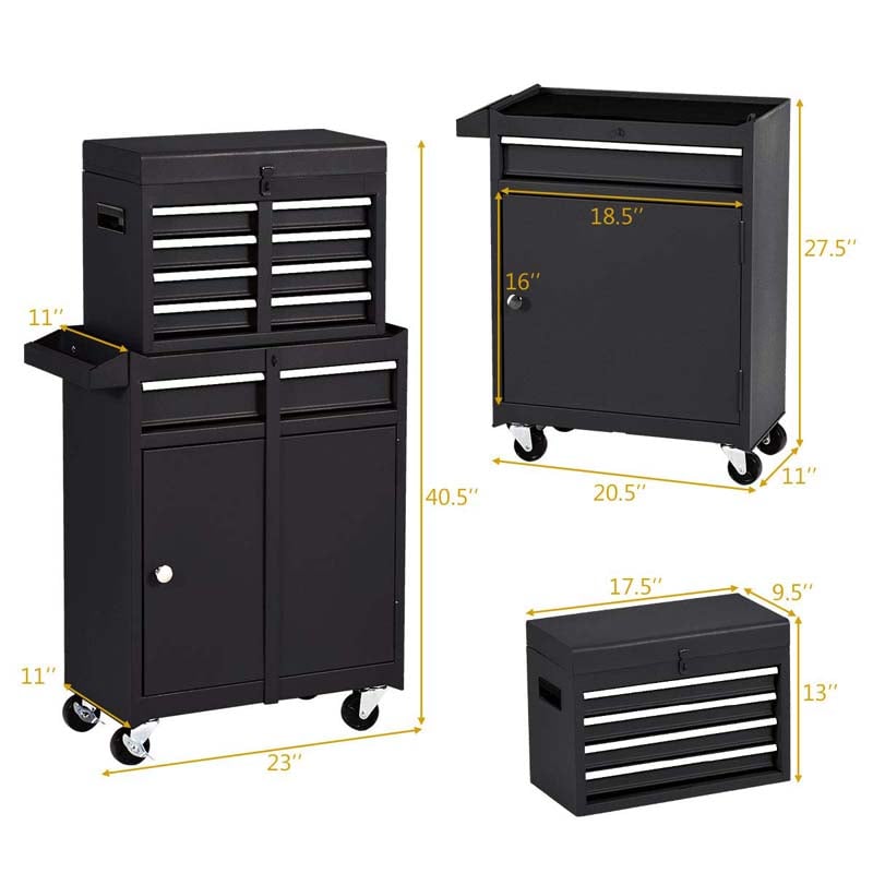 5-Drawer Rolling Tool Chest Removable Tool Storage Cabinet Metal Toolbox Organizer with Lock