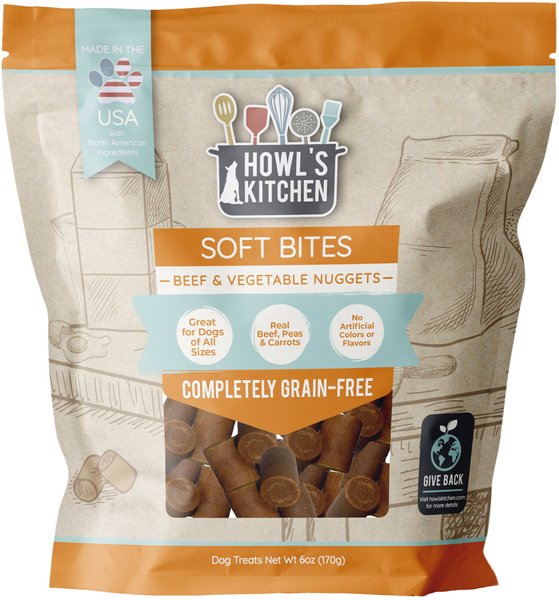 Howl's Kitchen Beef and Vegetable Dog Soft Chew Treat， 6-oz bag