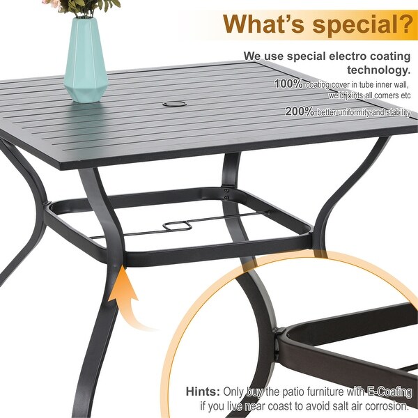 MAISON ARTS 5/7piece Patio Dining Set，4/6 Rattan Swivel Chairs with Cushion and 1 Metal Table with Umbrella Hole