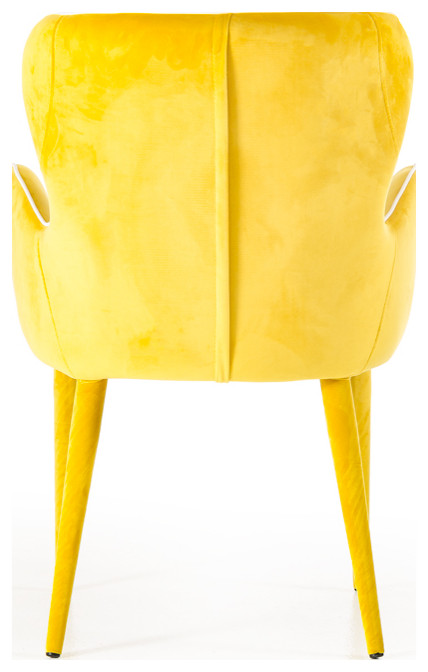 33 quotYellow Fabric And Metal Dining Chair   Midcentury   Dining Chairs   by BuyDBest  Houzz