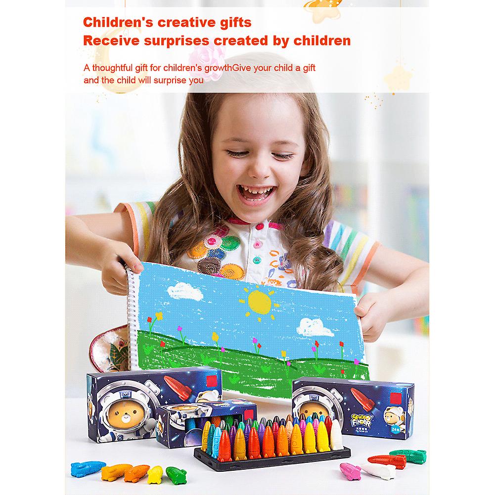 12 Colors Crayon Rocket Head Shape Children No Dirty Hands Crayons Toddler Painting Graffiti Color Pens Easy To Hold