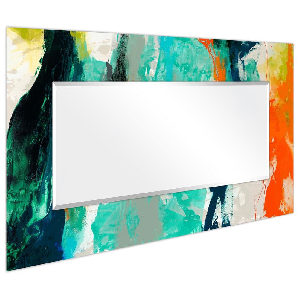 Empire Art Direct 72 in. x 36 in. Tidal Abstract Rectangle Framed Printed Tempered Art Glass Beveled Accent Mirror TAM-108454-7236