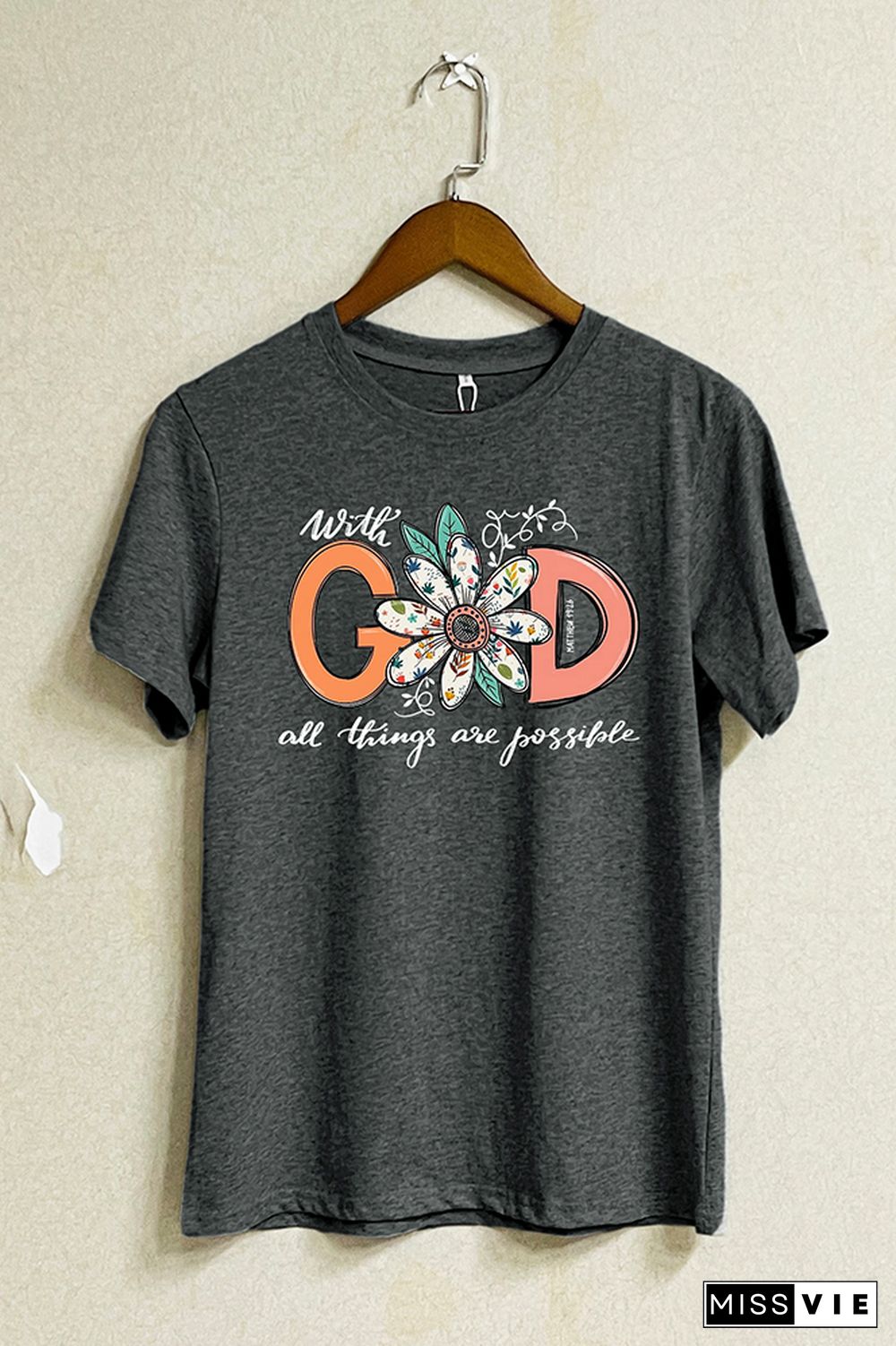 With God All Things Are Possible Short Sleeve Graphic Tee Wholesale