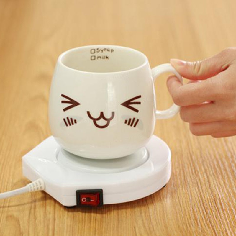 LIKEM 220v Portable White Electric Powered Cup Warmer Pad Coffee Tea Milk Mug Heater