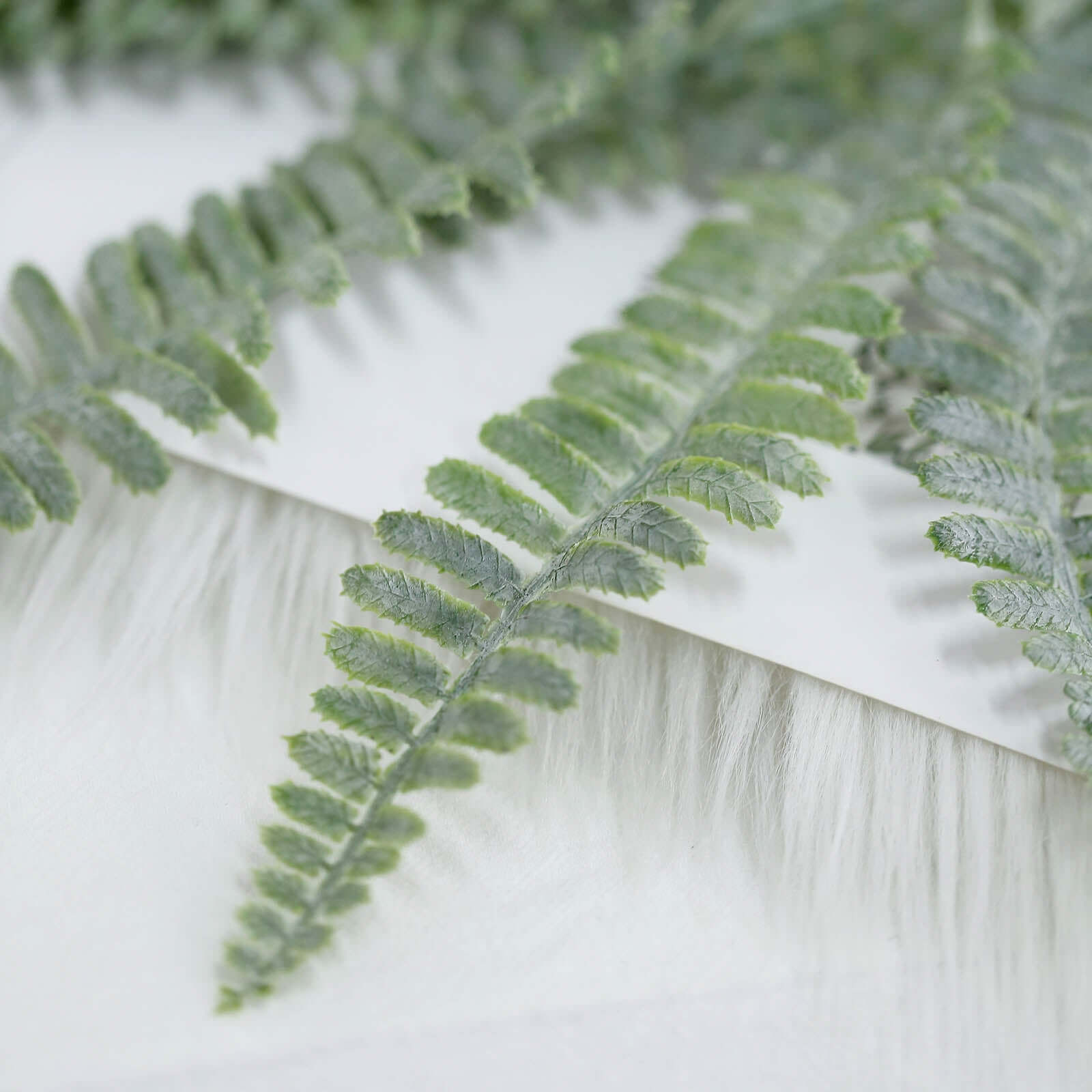 2 Stems Frosted Green Artificial Boston Fern Leaf Plant Indoor Spray