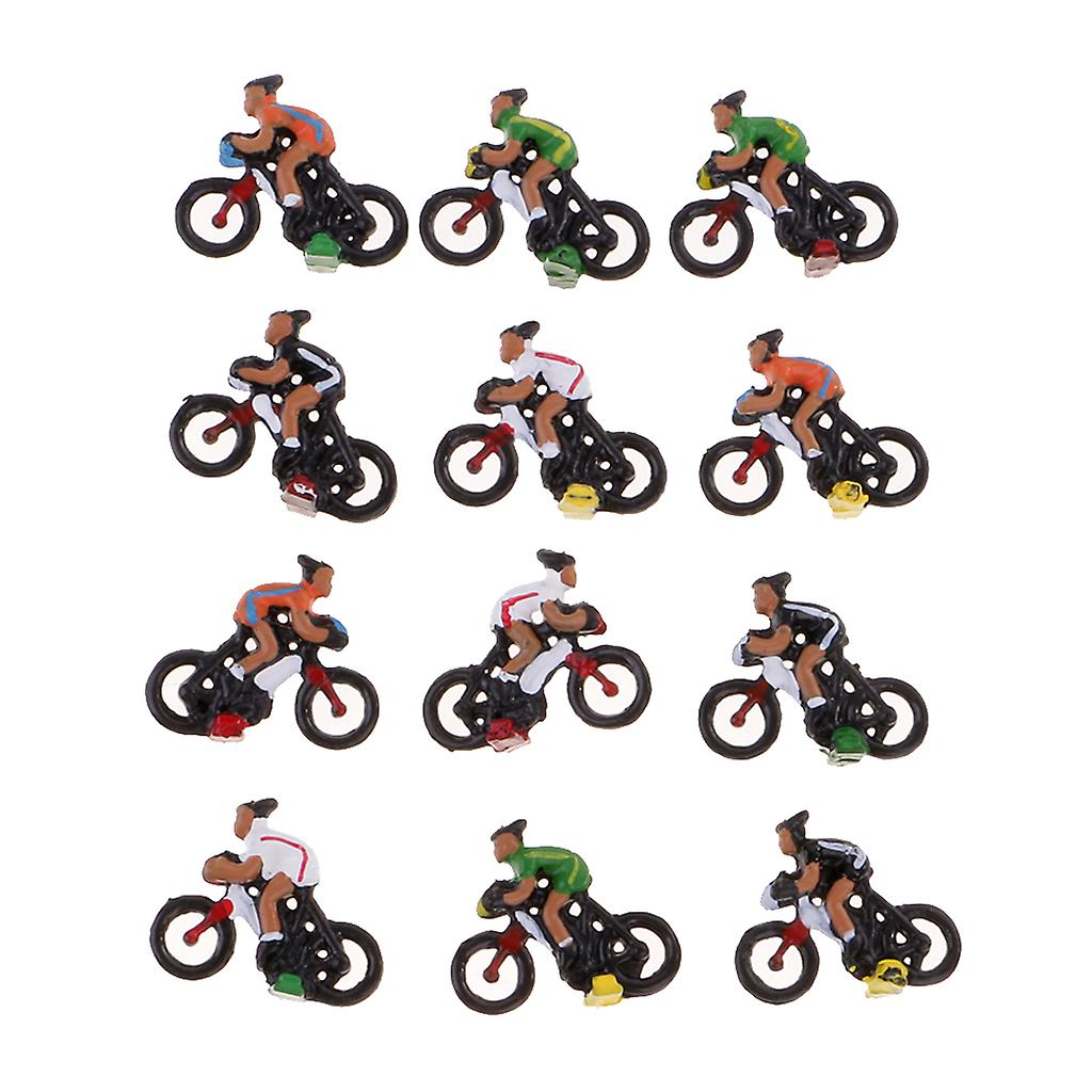 Born Pretty 12pcs 1:87 Scale Mini People Figure Cyclist Toys For Diorama， Model Trains， Architecture Projects Rider Model Landscape Layout