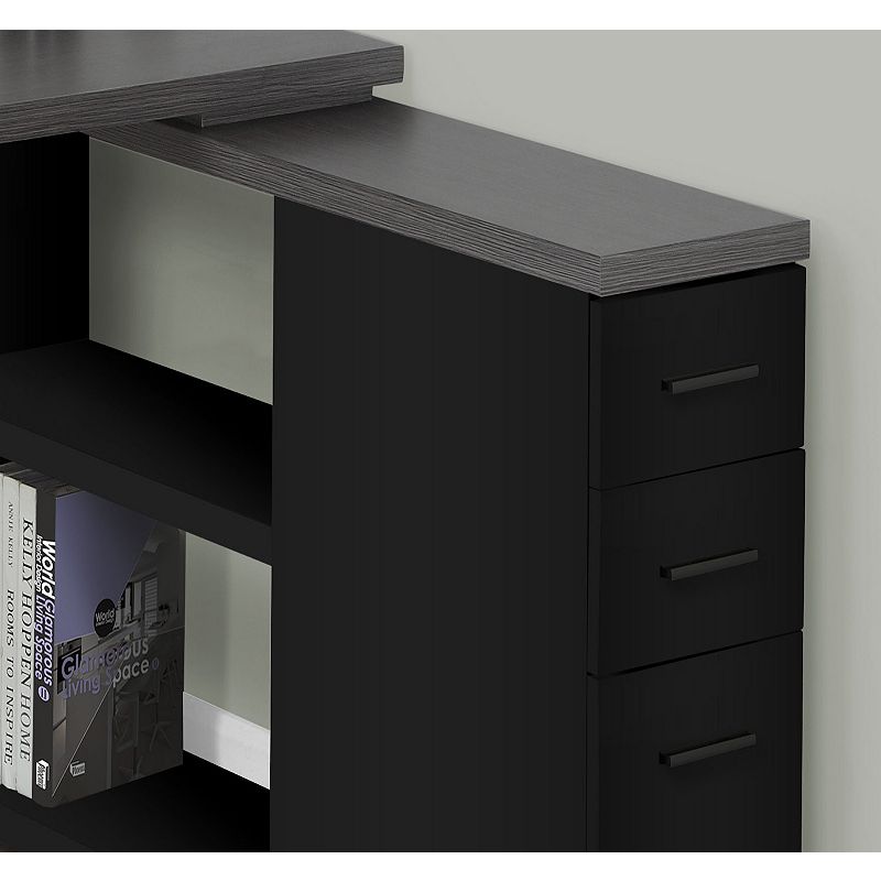 47.25 Black and Gray Contemporary L-Shaped Computer Desk