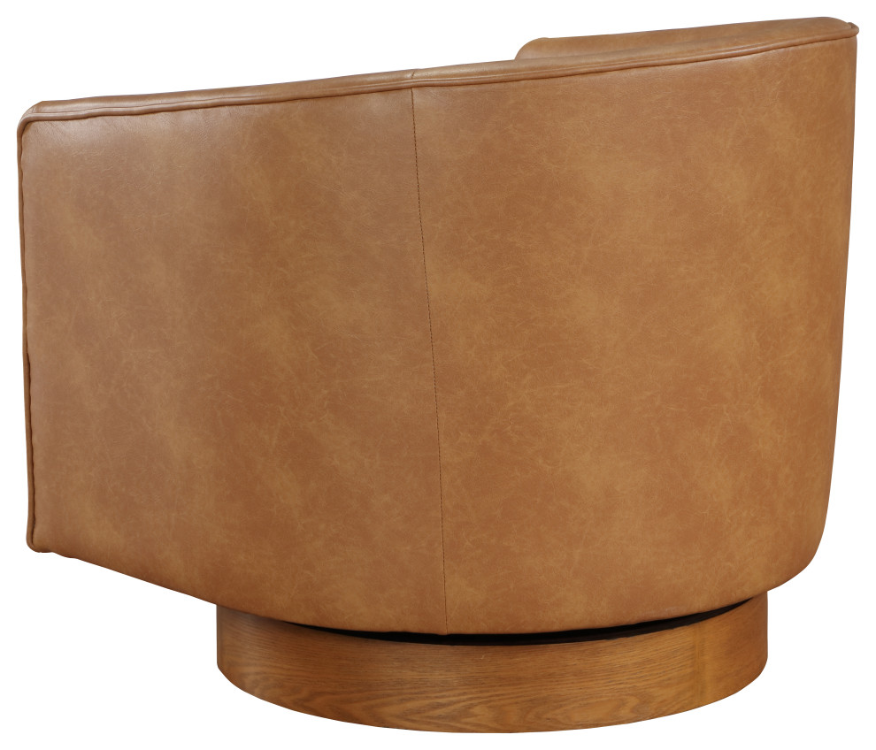 Taos Top Grain Leather Wood Base Swivel Accent Chair   Modern   Armchairs And Accent Chairs   by Comfort Pointe  Houzz