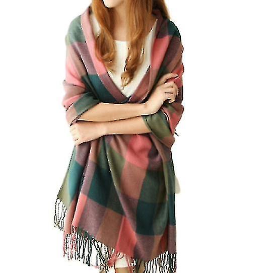 Women's Fashion Long Shawl Big Grid Winter Warm Lattice Large Scarf