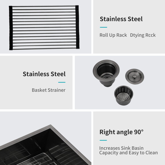 Gunmetal Black Kitchen Sink  32 Undermount Singel...