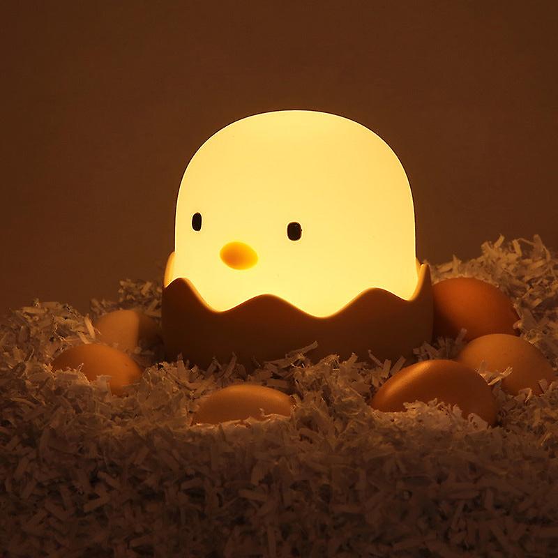 Led Children Touch Night Light Soft Silicone USB Rechargeable Animal Egg Shell Chick Bedside Lamp