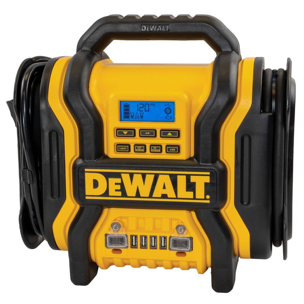 DEWALT DXAEPS14 1600 Peak Amp Portable Car Jump Starter with 120 PSI Digital Air Compressor and 500-Watt Inverter