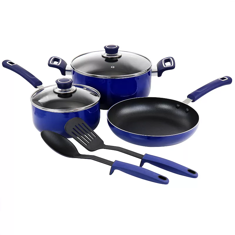 Oster Cocina 7 Piece Non Stick Aluminum Cookware Set in Blue