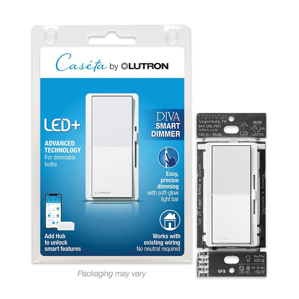 Lutron Diva Smart Dimmer Switch for Caseta Smart Lighting 150-Watt LED White (DVRF-6L-WH-R) DVRF-6L-WH-R