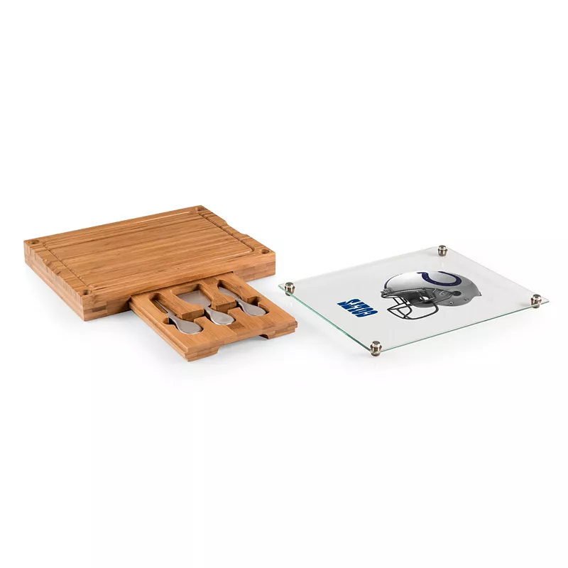 Picnic Time Indianapolis Colts Concerto Bamboo Cutting Board and Cheese Tools Set