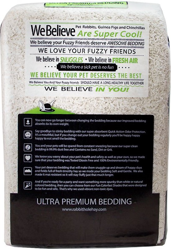 Rabbit Hole Hay Ultra Premium， Food Grade Paper Small Pet Bedding， White