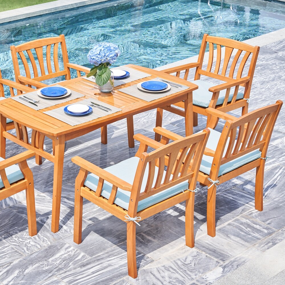 Kapalua Honey Nautical Eucalyptus Wooden Outdoor Dining Set