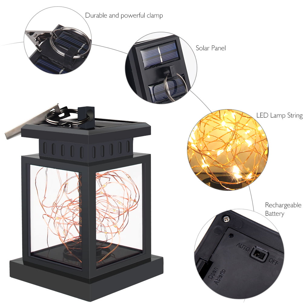 4 Pack Solar Lanterns Outdoor Hanging Upgraded Waterproof Sunwind Solar Decorative Table Light Warm White LEDs Copper Lights