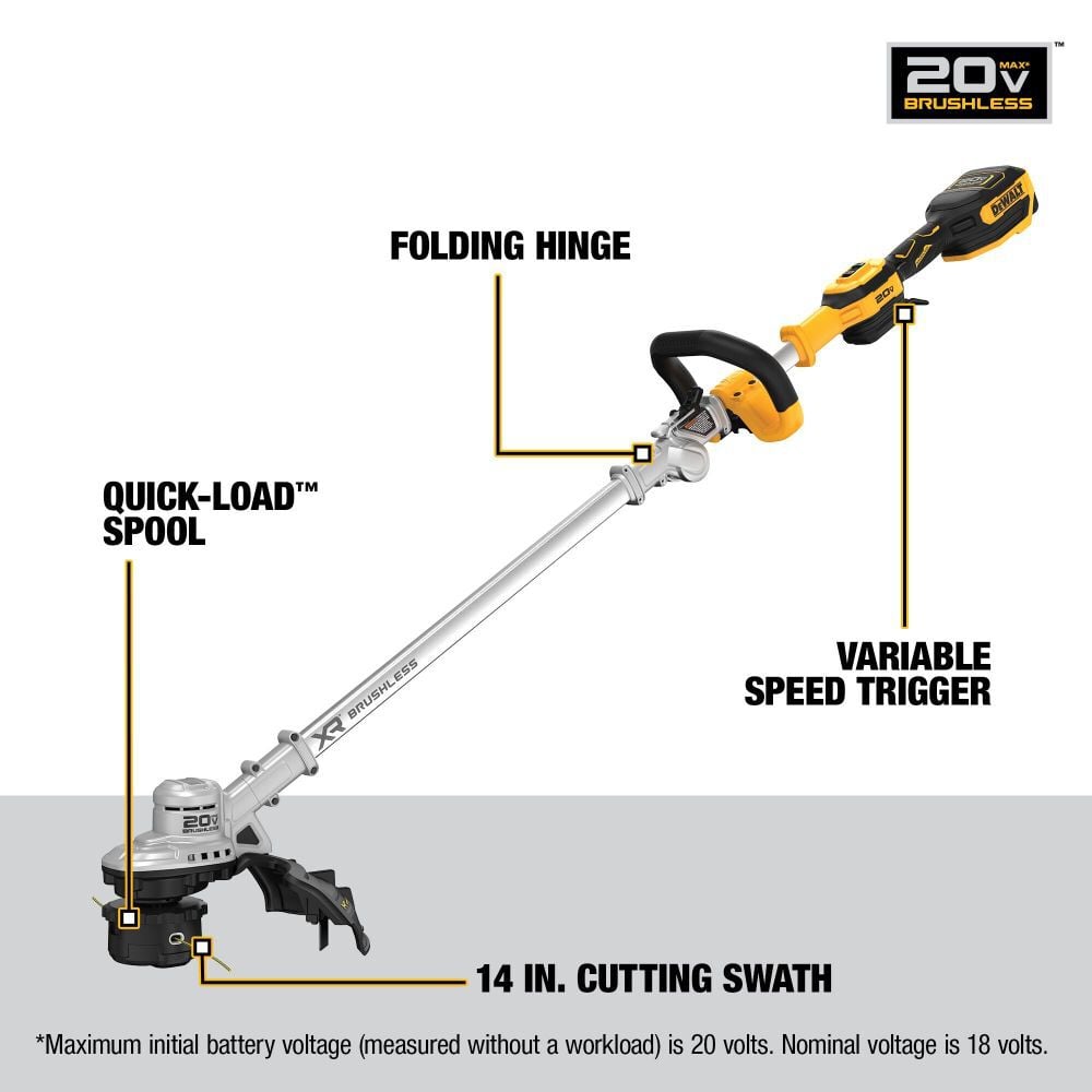 DEWALT 20V MAX String Trimmer Kit Folding 14