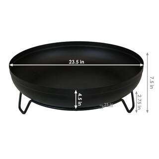 Sunnydaze Decor 23 in. Round Steel Outdoor Wood-Burning Fire Pit Bowl in Black with Stand RCM-542