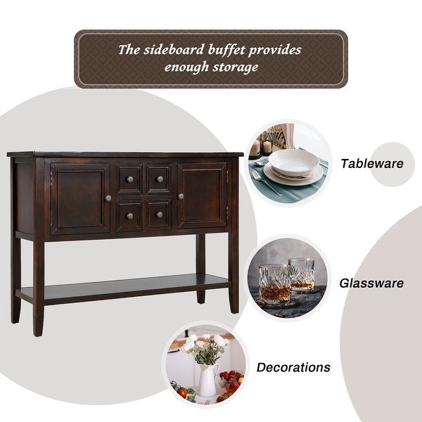 Series Buffet Sideboard Console Table With Bottom Shelf (Espresso)