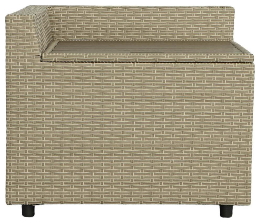 Shelter Island Corner Storage Table  Woven Khaki/Brown   Tropical   Outdoor Side Tables   by Progressive Furniture  Houzz