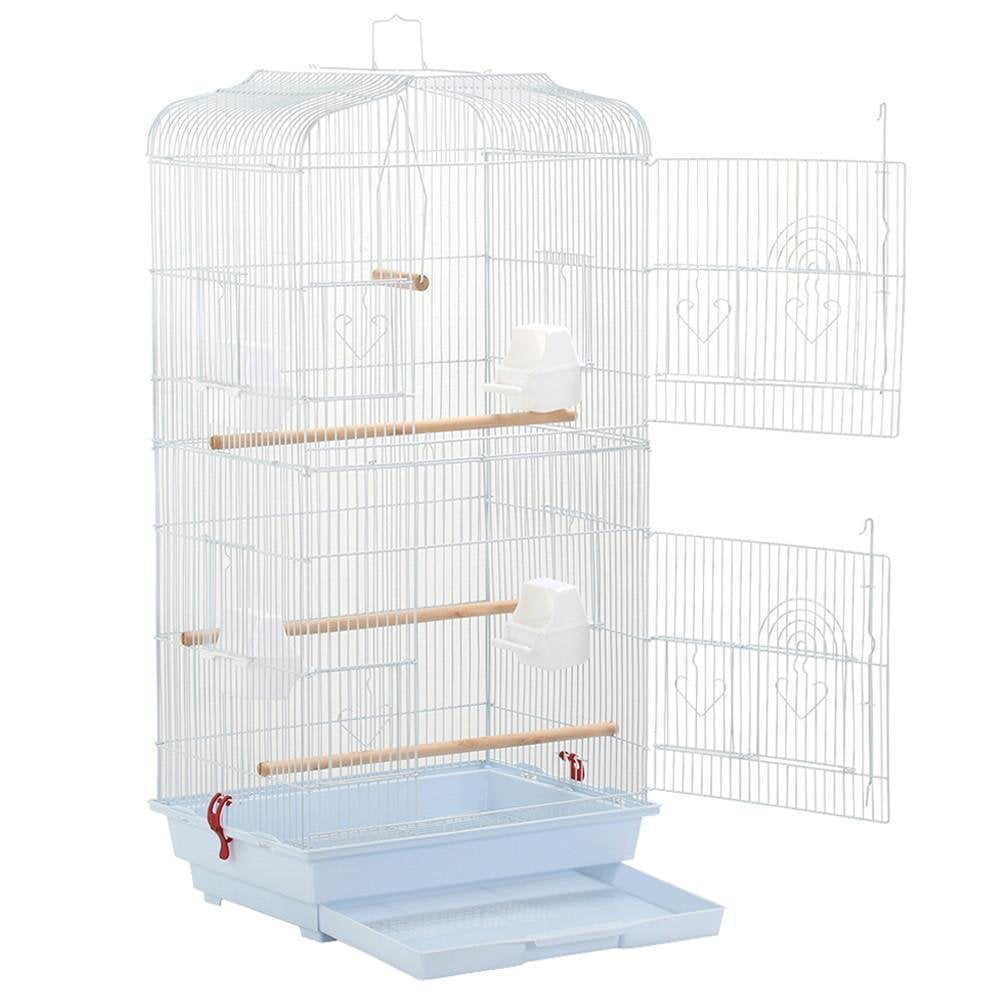 Yaheetech Large Metal Bird Cage Budgie Parrot Canary Cockatiel 18x14x36’’ White