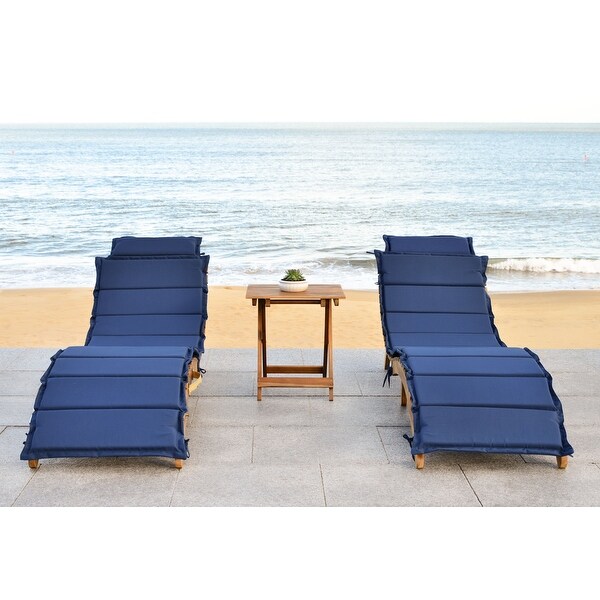 SAFAVIEH Outdoor Living Pacifica Brown/ Navy Piece Lounge Set