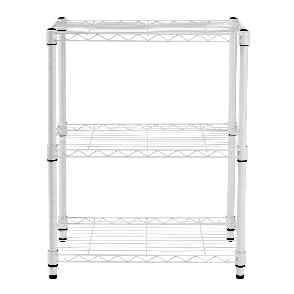 Honey-Can-Do White Heavy Duty 3-Tier Steel Adjustable Shelving Unit (24 in. W x 30 in. H x 14 in. D) SHF-09619