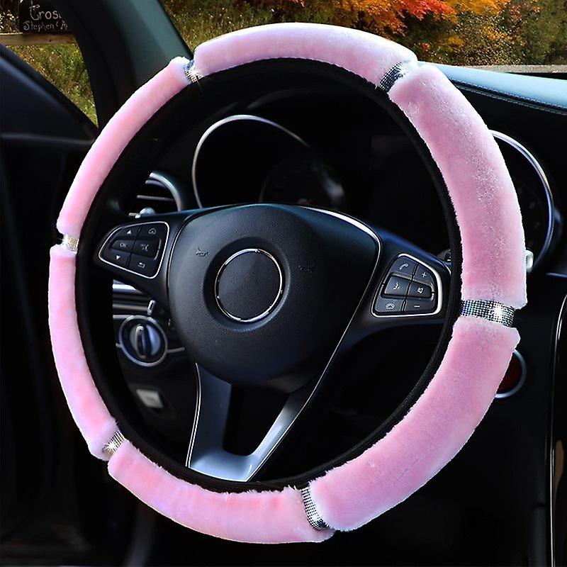 Car Steering Wheel Cover， Universal 37 38cm Soft Plush Rhinestone Cover，car Interior Decoration，warm Steering Wheel Cover，car Accessories