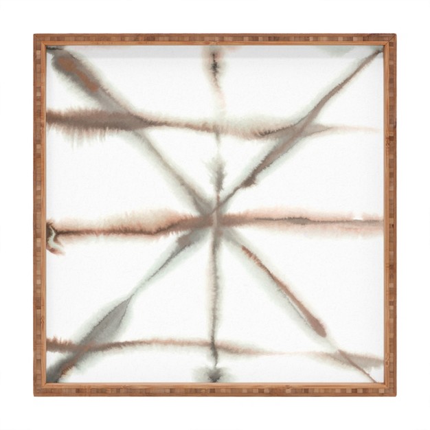 Jacqueline Maldonado Light Dye Folding Taupe Square Bamboo Tray Deny Designs