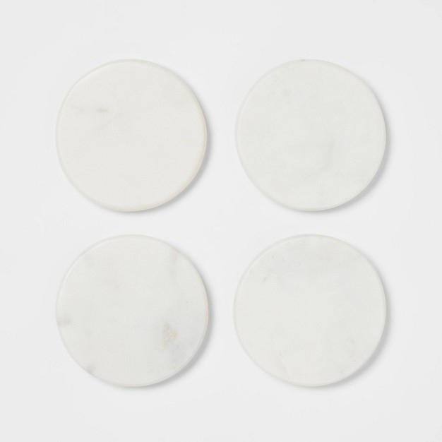 4pk Marble Coasters White