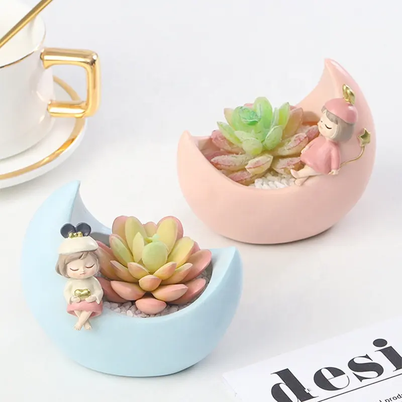 Best Selling s Blumenkubel Pot Bunga Blumentopf Custom Succulent Resin Pink Flower Pot for Home and Garden Supplies