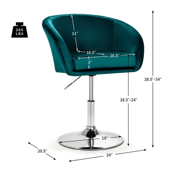 Gymax Set of 2 Modern Velvet Chair Height Adjustable Bar Stool Swivel - See Details