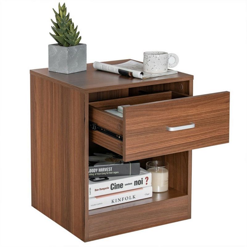 Hivago Modern Nightstand with Storage Drawer and Cabinet