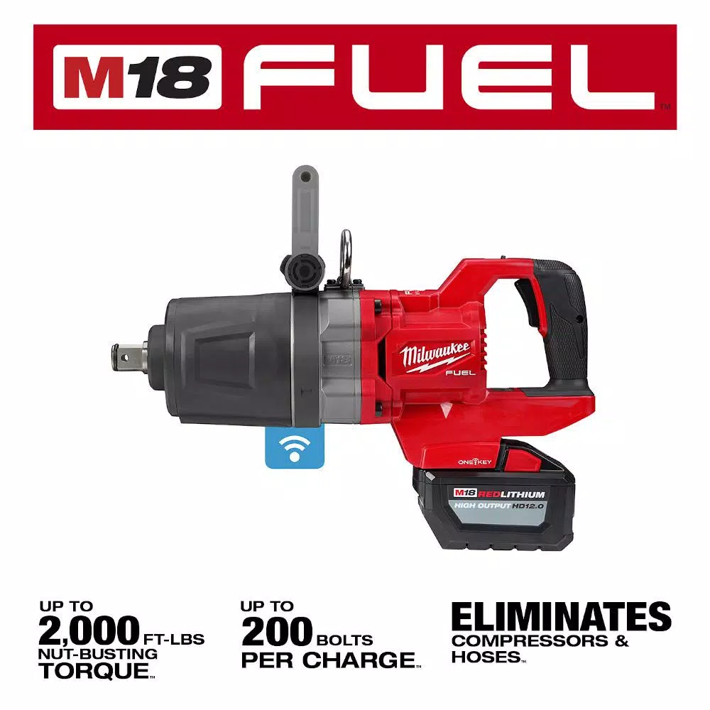 Milwaukee M18 FUEL 18-Volt Lithium-Ion Brushless Cordless 1 in. Impact Wrench with D-Handle Kit with Two 12.0 Ah Batteries and#8211; XDC Depot