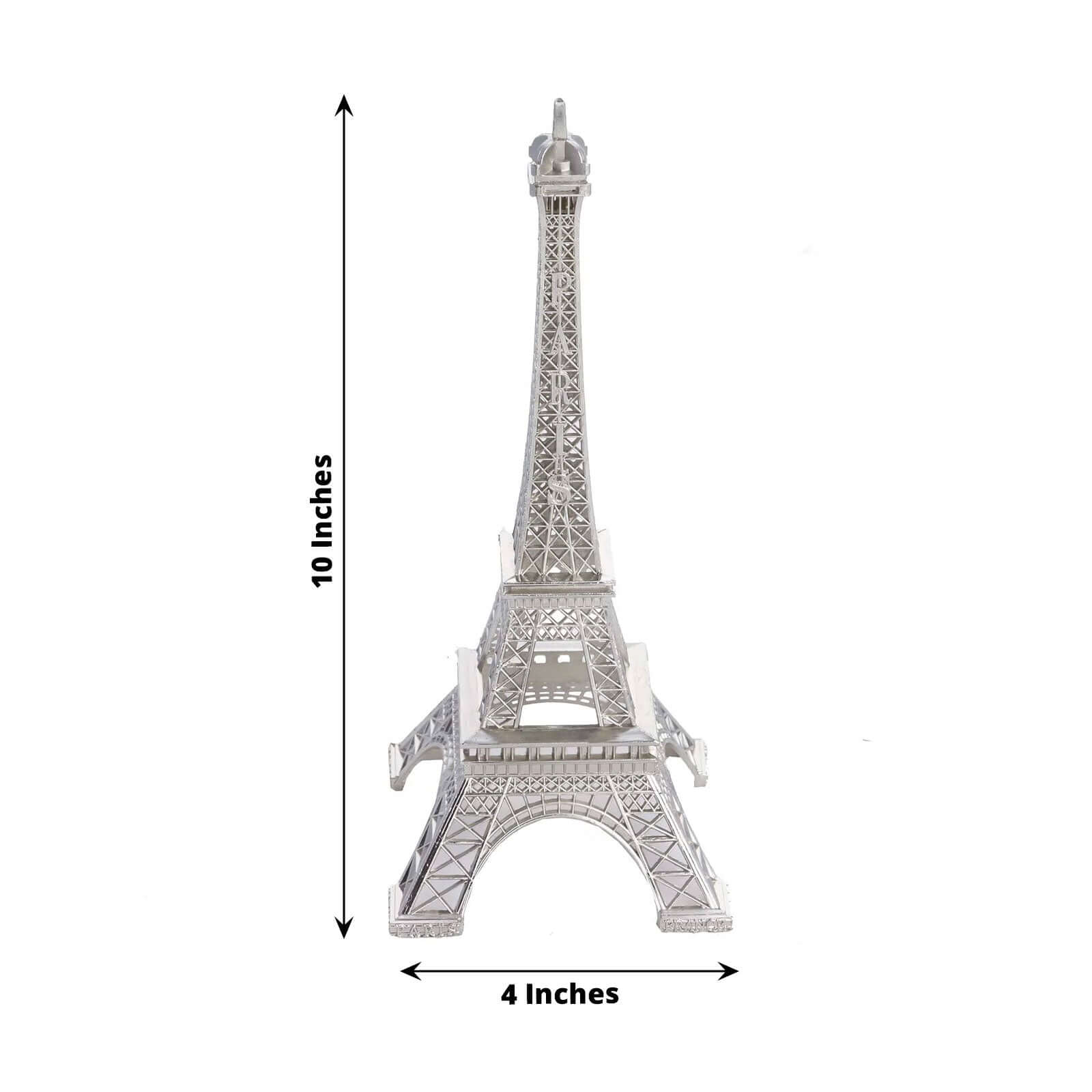 Silver Metal Eiffel Tower Table Centerpiece, Decorative Cake Topper - 10