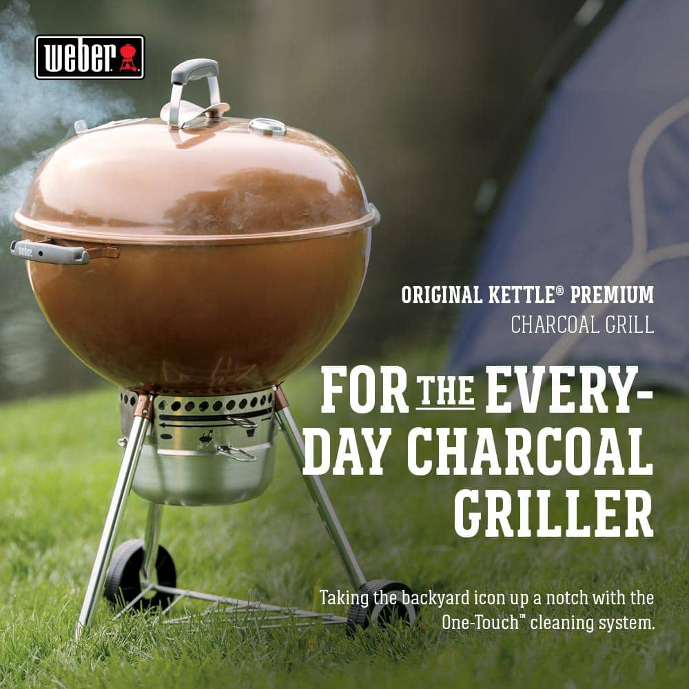 Weber 22 in. Original Kettle Premium Charcoal Grill in Copper with Built-In Thermometer 14402001