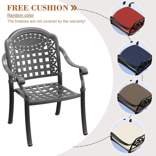 (Cushions In Random Colors)7Piece Set Of Cast Aluminum Patio Furniture With Cushions