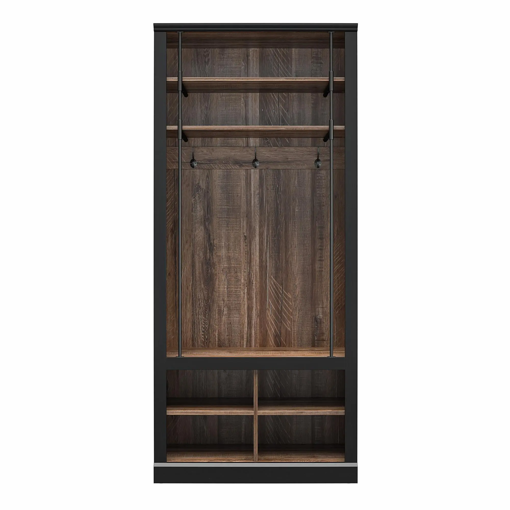 Hoffman Two-Toned Entryway Hall Tree with Bench and Storage Cubbies