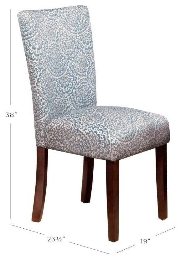 Classic Upholstered Accent Dining Chair  Set of 2  Navy and Floral   Midcentury   Dining Chairs   by Imtinanz  LLC  Houzz