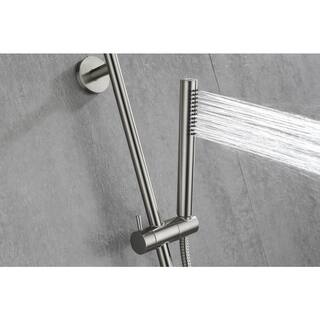 FORCLOVER 1-Spray Patterns with 1.75 GPM 1.5 in. Wall Mount Handheld Shower Head with Adjustable Slide Bar in Brushed Nickel HE-303BN