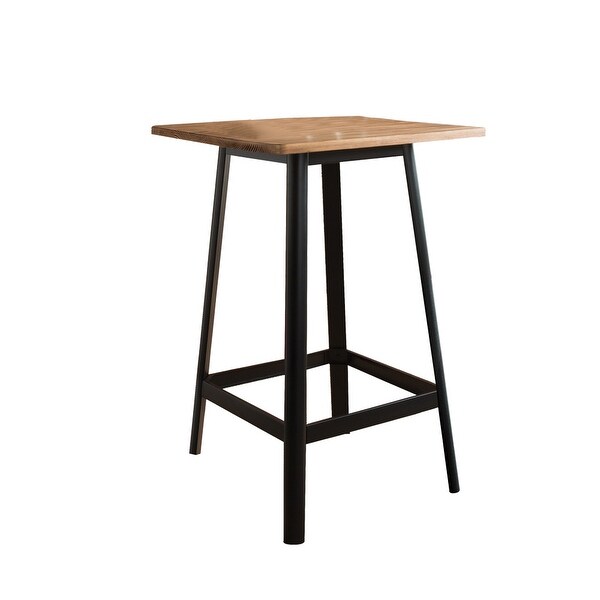 41 in. Natural Wood Bar Table with Black Metal Tube