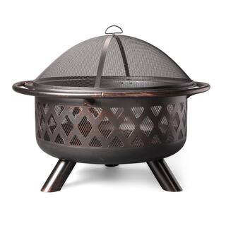 Endless Summer 30 in. D Bronze Finish Portable Lattice Wood Burning Fire Pit WAD792SP